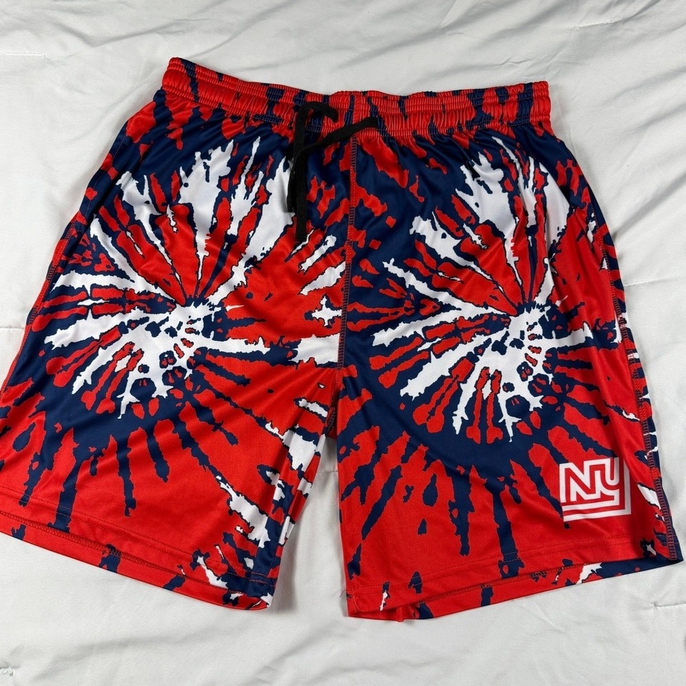 NFL Team Apparel New York Giants Tie Dye Shorts Mens XL Red Blue White Athletic